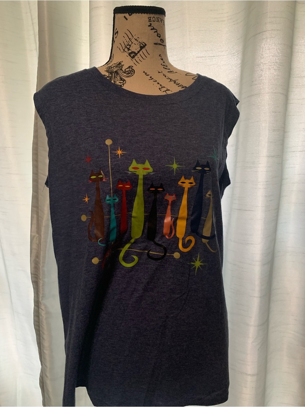 Multi-Color Cats Graphic Tank Top - Unbranded